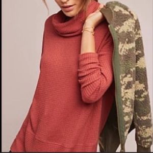 Anthropologie Akemi + Kin Cowl Neck Waffle Knit Thermal Top